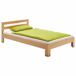 Lit simple THEO 90 x 200 cm lit pour enfant en pin massif lasuré couleur hêtre avec tête de lit