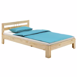 Lit simple THEO 100 x 200 cm lit pour enfant en pin massif vernis naturel avec tête de lit