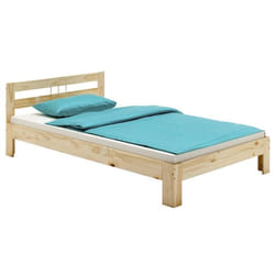 Lit simple THEO 100 x 200 cm lit pour enfant en pin massif vernis naturel avec tête de lit