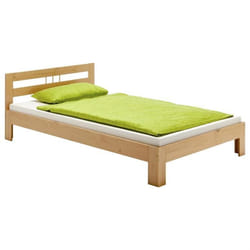 Lit simple THEO 100 x 200 cm lit pour enfant en pin massif lasuré couleur hêtre avec tête de lit