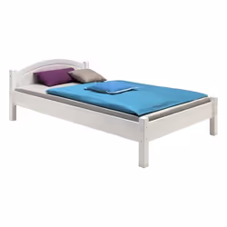 Lit en pin massif MARIE 90x200 cm lit simple pour enfant avec tête de lit lasuré blanc