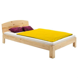 Lit simple TIM pour enfant 100 x 200 cm en pin massif recouvert dun vernis naturel avec tête de lit inclinée