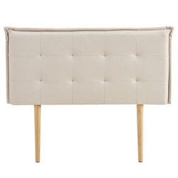 Tête de lit EBEYA 120 capitonnée En tissu rembourré Pieds en bois Design élégant Pour lits 120 cm Écru