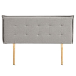 Tête de lit TIMOTHÉ 140 capitonnée En tissu rembourré Pieds en bois Design élégant Pour lits 140 cm Gris
