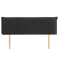 Tête de lit ZELOX 160 capitonnée En tissu rembourré Pieds en bois Design élégant Pour lits 160 cm Noir