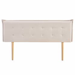 Tête de lit ZELOX 160 capitonnée En tissu rembourré Pieds en bois Design élégant Pour lits 160 cm Écru