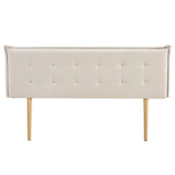 Tête de lit ZELOX 160 capitonnée En tissu rembourré Pieds en bois Design élégant Pour lits 160 cm Écru