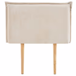 Tête de lit DELMO 90 rembourrée En tissu polyester pour lit 90 cm Sur pieds en bois Blanc crème