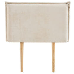 Tête de lit DELMO 90 rembourrée En tissu polyester pour lit 90 cm Sur pieds en bois Blanc crème