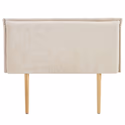 Tête de lit SAVER 120 rembourrée En tissu polyester pour lit 120 cm Sur pieds en bois Blanc crème