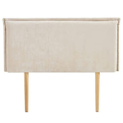 Tête de lit SAVER 120 rembourrée En tissu polyester pour lit 120 cm Sur pieds en bois Blanc crème
