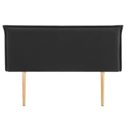 Tête de lit ISANDRE 140 rembourrée En tissu polyester pour lit 140 cm Sur pieds en bois Noir
