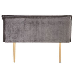 Tête de lit ELORE 140 rembourrée En tissu polyester pour lit 140 cm Sur pieds en bois Gris