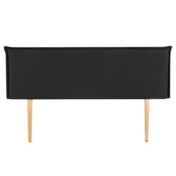 Tête de lit VINCEL 160 rembourrée En tissu polyester pour lit 160 cm Sur pieds en bois Noir