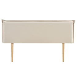 Tête de lit VINCEL 160 rembourrée En tissu polyester pour lit 160 cm Sur pieds en bois Écru