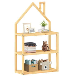 Étagère enfant LENISE en pin massif meuble rangement chambre enfant en forme de maison en bois coloris naturel