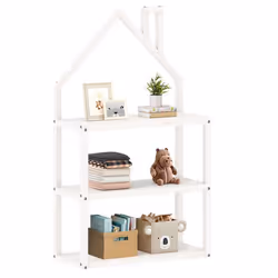 Étagère enfant LENISE en pin massif meuble rangement chambre enfant en forme de maison en bois lasuré blanc