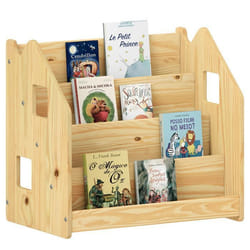 Bibliothèque enfant BRUNO Rangement livres pour chambre enfant 4 Compartiments En pin massif coloris naturel