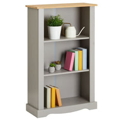 Etagère TEQUILA bibliothèques en bois style mexicain avec 2 tablettes dim 70 x 116 x 30 cm en pin massif lasuré gris et brun