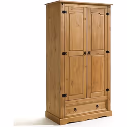 Armoire penderie TEQUILA style mexicain pin massif finition cirée
