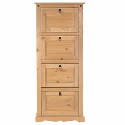 Meuble à chaussures TEQUILA style mexicain armoire à chaussures avec 4 abattants en pin massif finition teintée et cirée