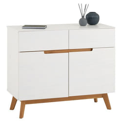 Buffet salle à manger TIBOR en bois massif L 98 cm blanc  avec 2 tiroirs et 2 portes battantes