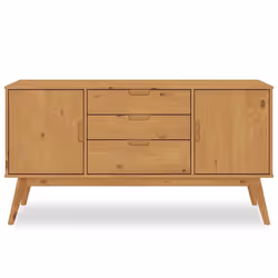 Buffet salle à manger TIVOLI  L 145 cm en bois massif finition bois naturel teinté avec 3 tiroirs et 2 portes battantes