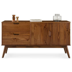 Buffet salle à manger TIVOLI  L 145 cm en bois massif finition bois bun foncé avec 2 tiroirs et 2 portes battantes