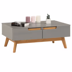 La table basse Tibor ... suit la tendance actuelle des meubles au style scandinave. Les 2 tiroirs sans poigné e apparente, d' ...