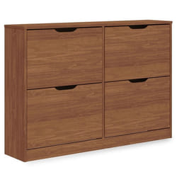 Meubles à chaussures BASIL Armoire avec 4 abattants en Pin massif Coloris châtaignier