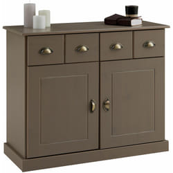 Buffet salon paris l 91 cm bois massif - Coloris taupe