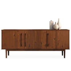 Buffet TECCA L 170 cm 3 Portes en Bois Massif Coloris Châtaignier avec Étagères Réglables Deux compartiments