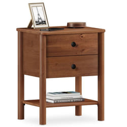 Table de chevet APOANA H 54 cm en Bois massif coloris châtaignier avec 2 Tiroirs et 1 Étagère inférieure