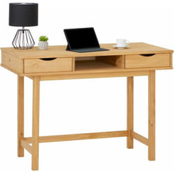Idimex - Bureau salsa, avec 2 tiroirs et 1 niche, en pin massif finition teintée/cirée