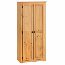 Armoire CANCUN penderie avec 1 étagère derrière 2 portes battantes en pin massif finition teintée/cirée