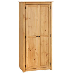 Armoire CANCUN penderie avec 1 étagère derrière 2 portes battantes en pin massif finition teintée/cirée