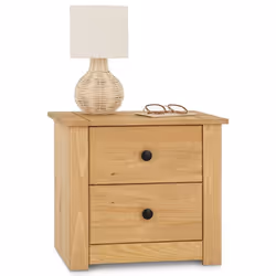 Table de chevet CANCUN H 41 cm en bois massif finition laquée avec 2 tiroirs table de nuit meuble de rangement