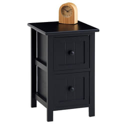 Table de chevet TREYA table de nuit en bois avec 2 tiroirs meuble style rustique pour la chambre lasuré noir