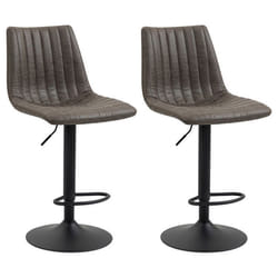 Lot de 2 tabourets de bar VENEZA chaise haute réglable en hauteur dossier droit avec revêtement en tissu suédine de coloris gris
