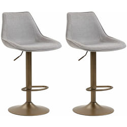 Lot de 2 tabourets de bar stark piètement en métal et revêtement en tissu gris clair