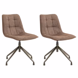 Lot de 2 chaises de salle à manger RIO avec piètement métal et revêtement en tissu brun clair