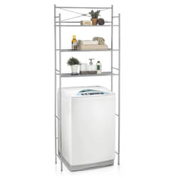 Etagère de salle de bain MARSA meuble de rangement au-dessus des toilettes wc ou lave-linge avec 3 tablettes en métal laqué gris