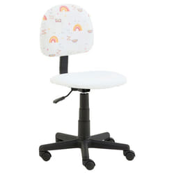 Chaise de bureau pour enfant ALPACA fauteuil pivotant à roulettes avec hauteur réglable en synthétique blanc avec motif lama