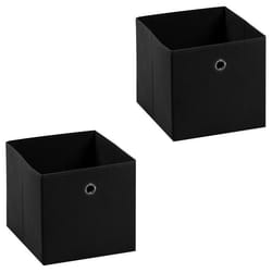 Lot de 2 boites en tissu noir ELA boîte de rangement ouverte avec poignée dim 27 x 27 x 27 cm pour linge jouets vêtements