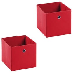 Lot de 2 boites en tissu rouge ELA boîte de rangement ouverte avec poignée dim 27 x 27 x 27 cm pour linge jouets vêtements