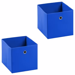 Lot de 2 boites en tissu bleu ELA boîte de rangement ouverte avec poignée dim 27 x 27 x 27 cm pour linge jouets vêtements