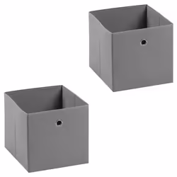 Lot de 2 tiroirs en tissu gris BELLA boîte de rangement ouverte avec poignée dim 32 x 32 x 32 cm pour linge jouets vêtement