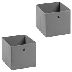 Lot de 2 tiroirs en tissu gris BELLA boîte de rangement ouverte avec poignée dim 32 x 32 x 32 cm pour linge jouets vêtement