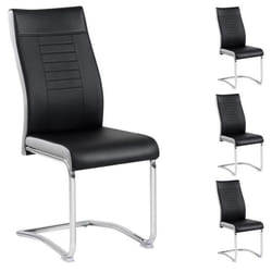 Lot de 4 chaises de salle à manger ou cuisine LOANO Chaise cantilever avec assise rembourrée et piètement en métal Noir et gris