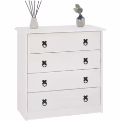 Description générale La commode RESIDENCIA, avec ses 4 grands tiroirs en bois, est un meuble de rangement pratique et fonctio ...